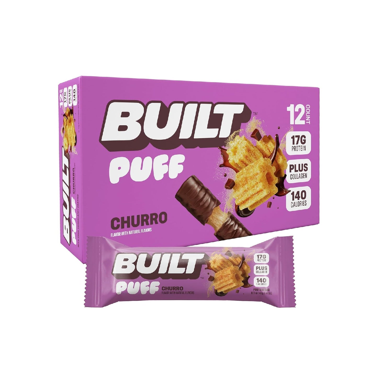 Built Bar Puff Protein Bars – 15g Protein-12 Count