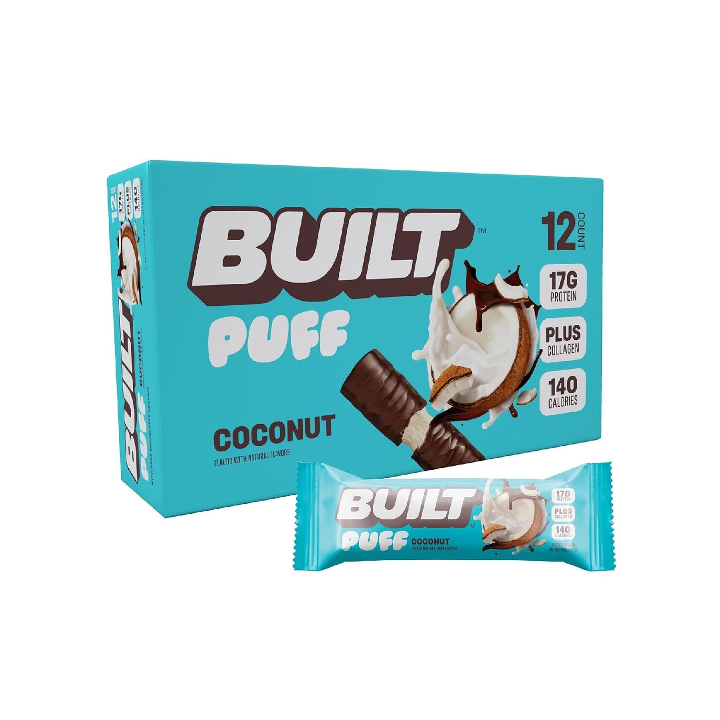 Built Bar Puff Protein Bars – 15g Protein-12 Count
