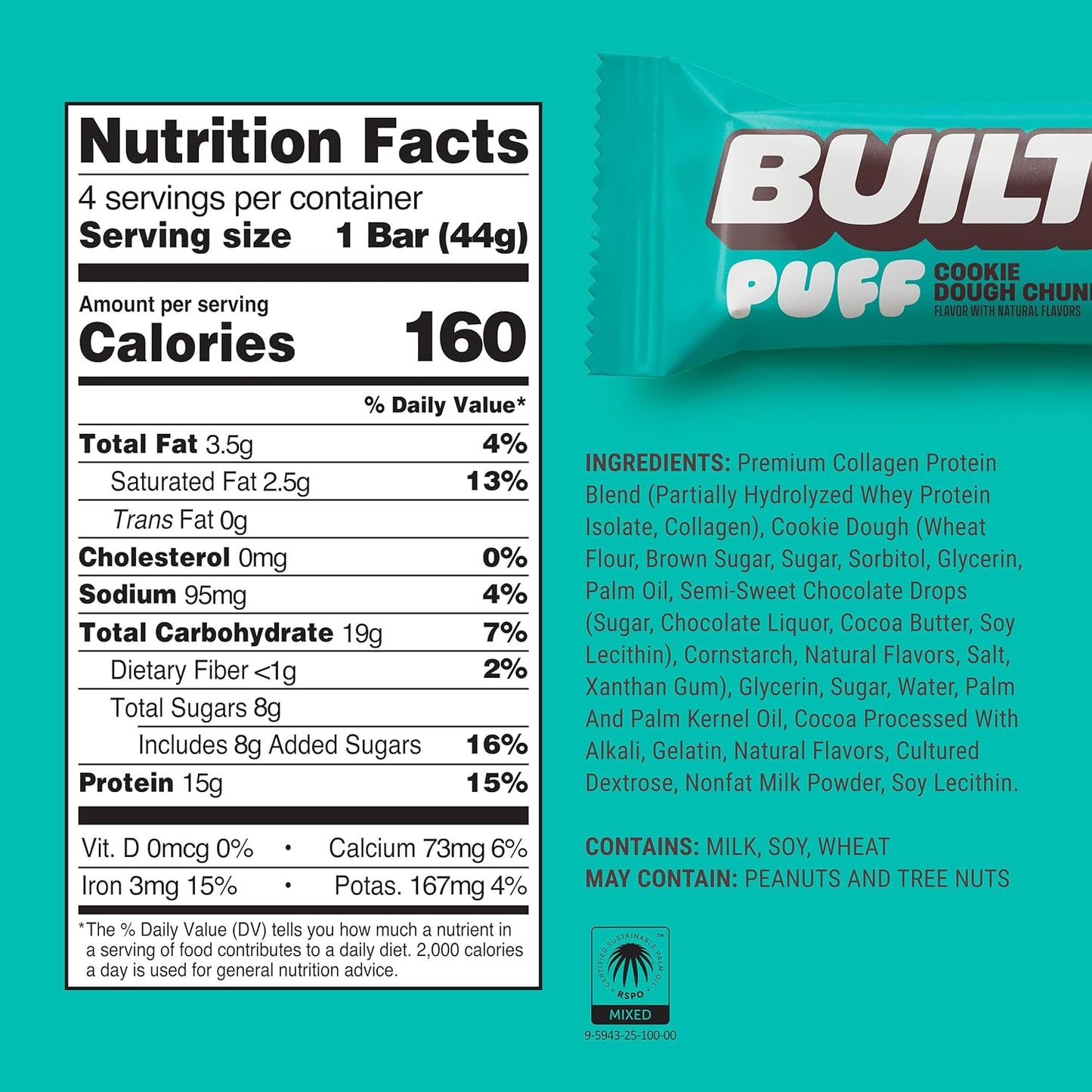 Built Bar Puff Protein Bars – 15g Protein-12 Count
